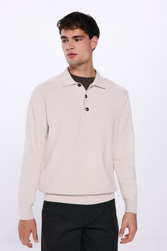 Springfield Suéter cuello polo botones café