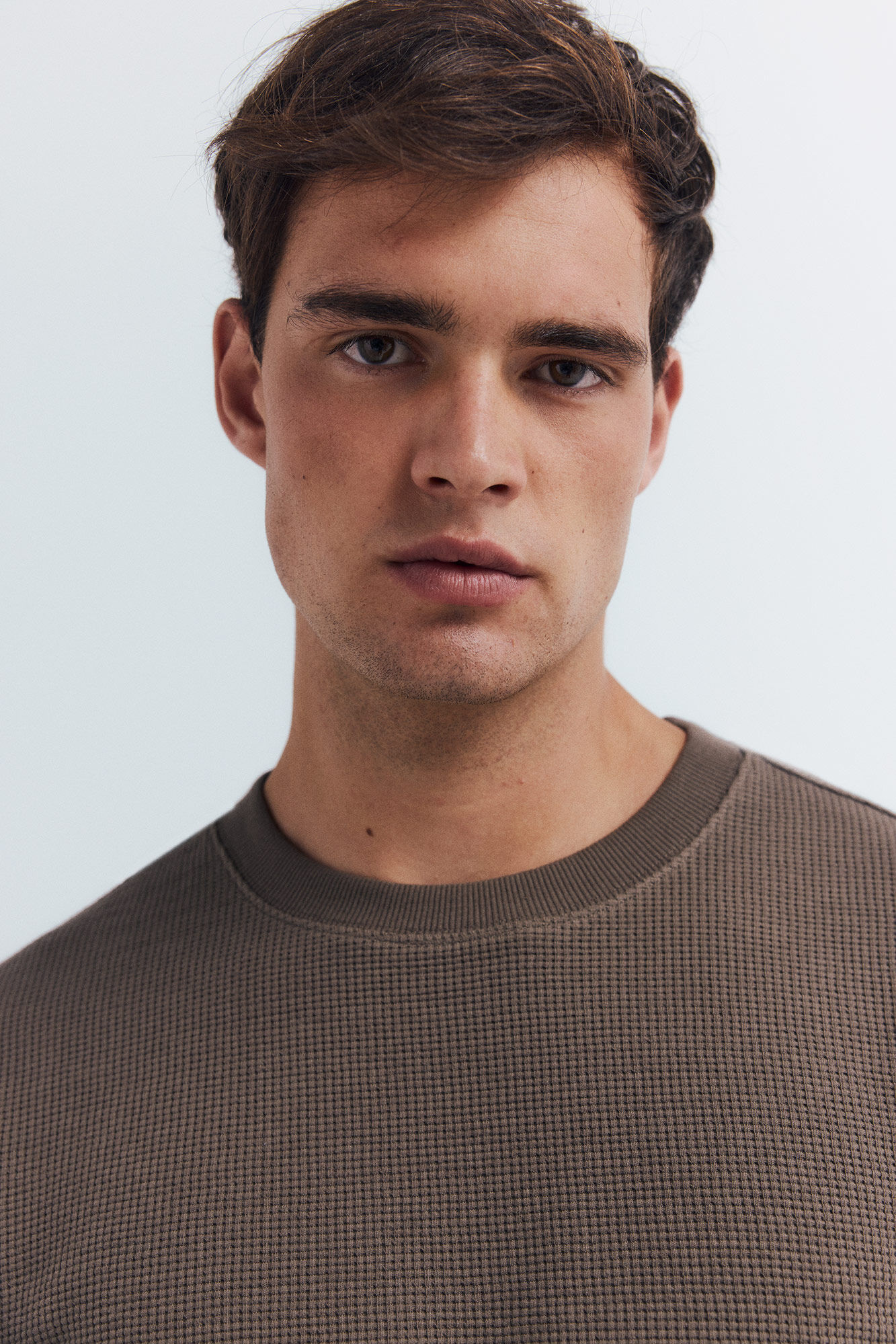 Springfield playera de manga larga con dise&ntilde;o de gofre caf&eacute;