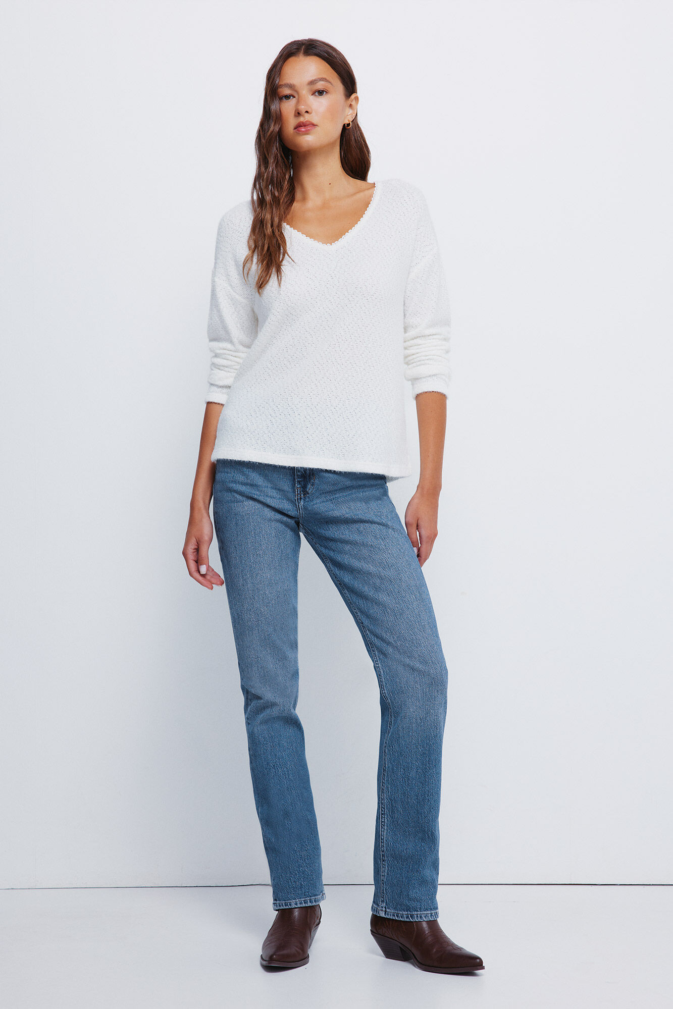 Springfield Jersey chenilla escote puntilla blanco