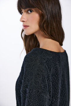 Springfield Playera chenilla hombros crochet negro
