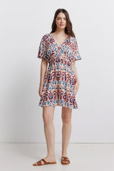 Springfield Vestido corto estampado beige