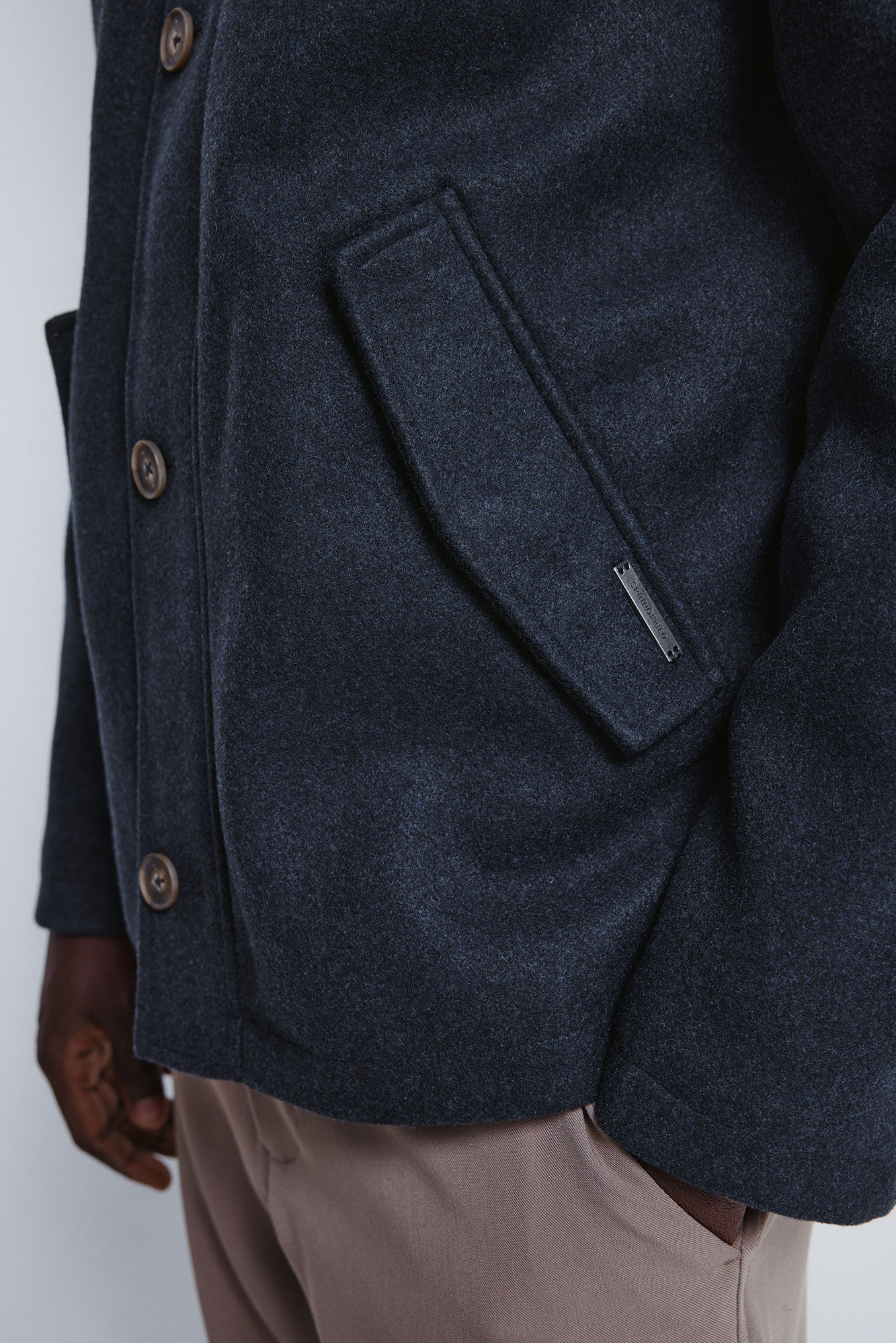 Springfield Parka short efecto lana azul