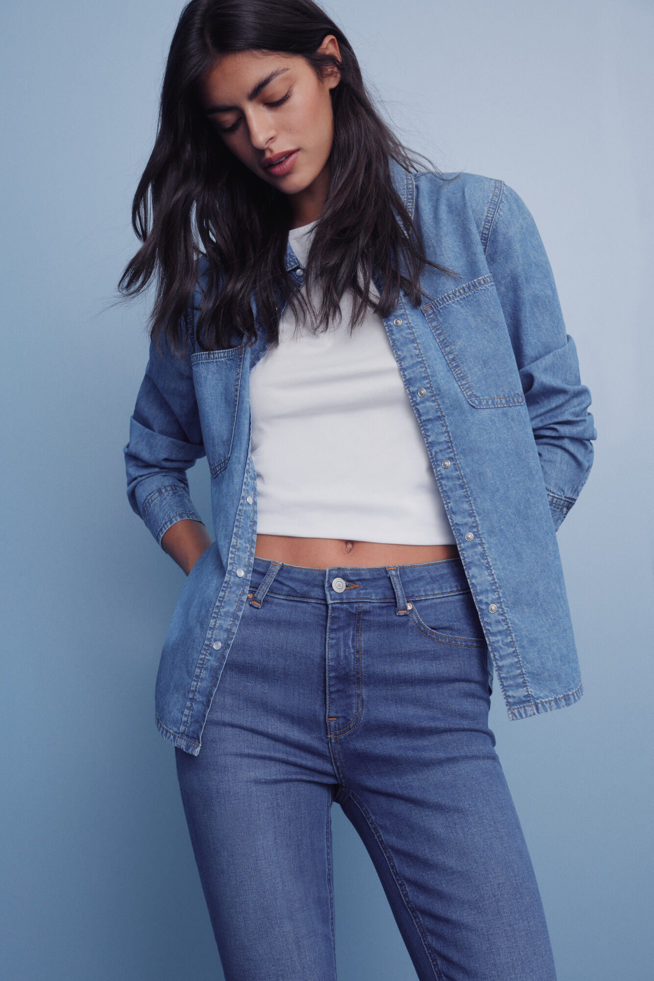 Springfield Jeans ajustados y recortados azul