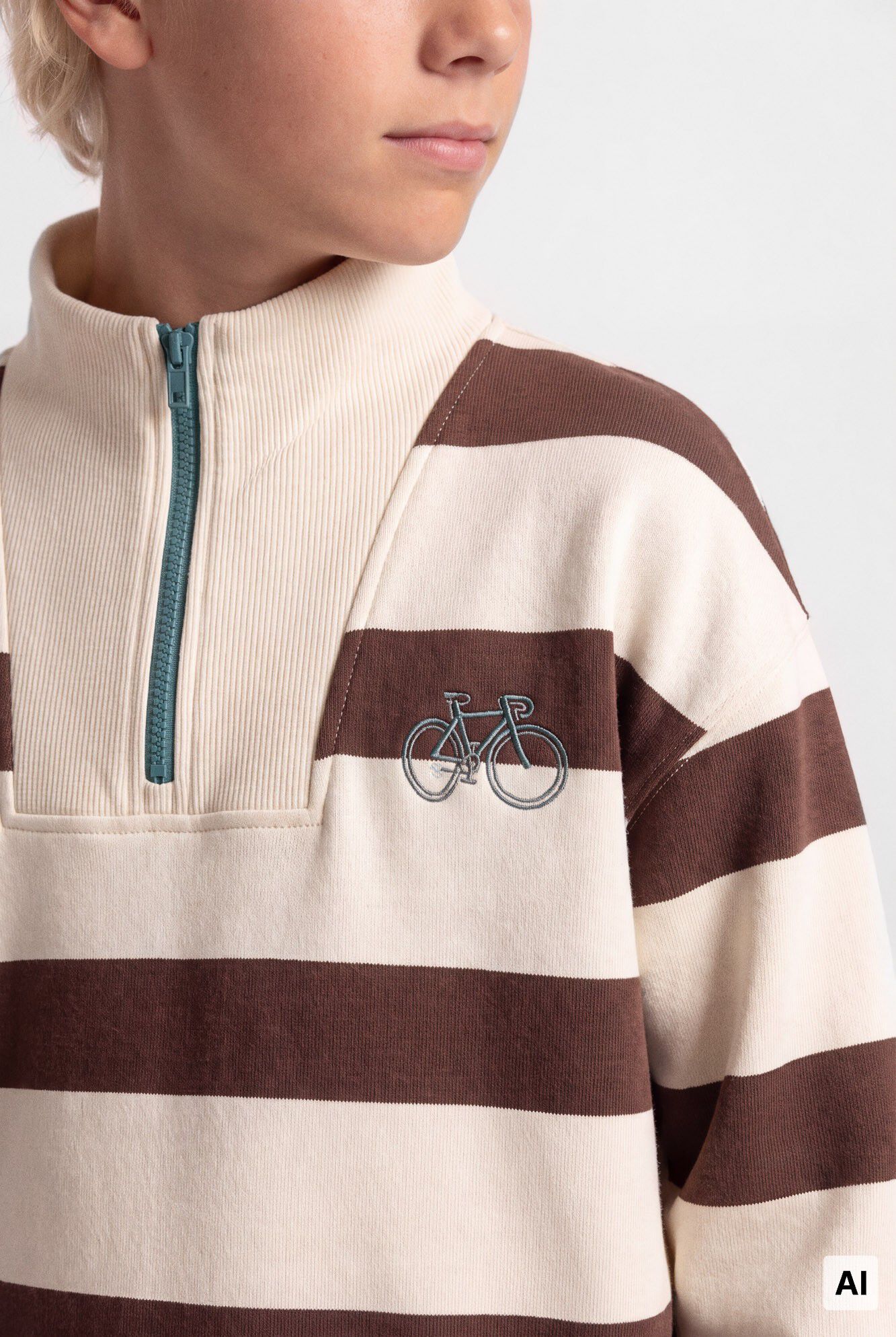 Springfield Kids Sudadera cuello camionero de rayas para ni&ntilde;o caf&eacute;