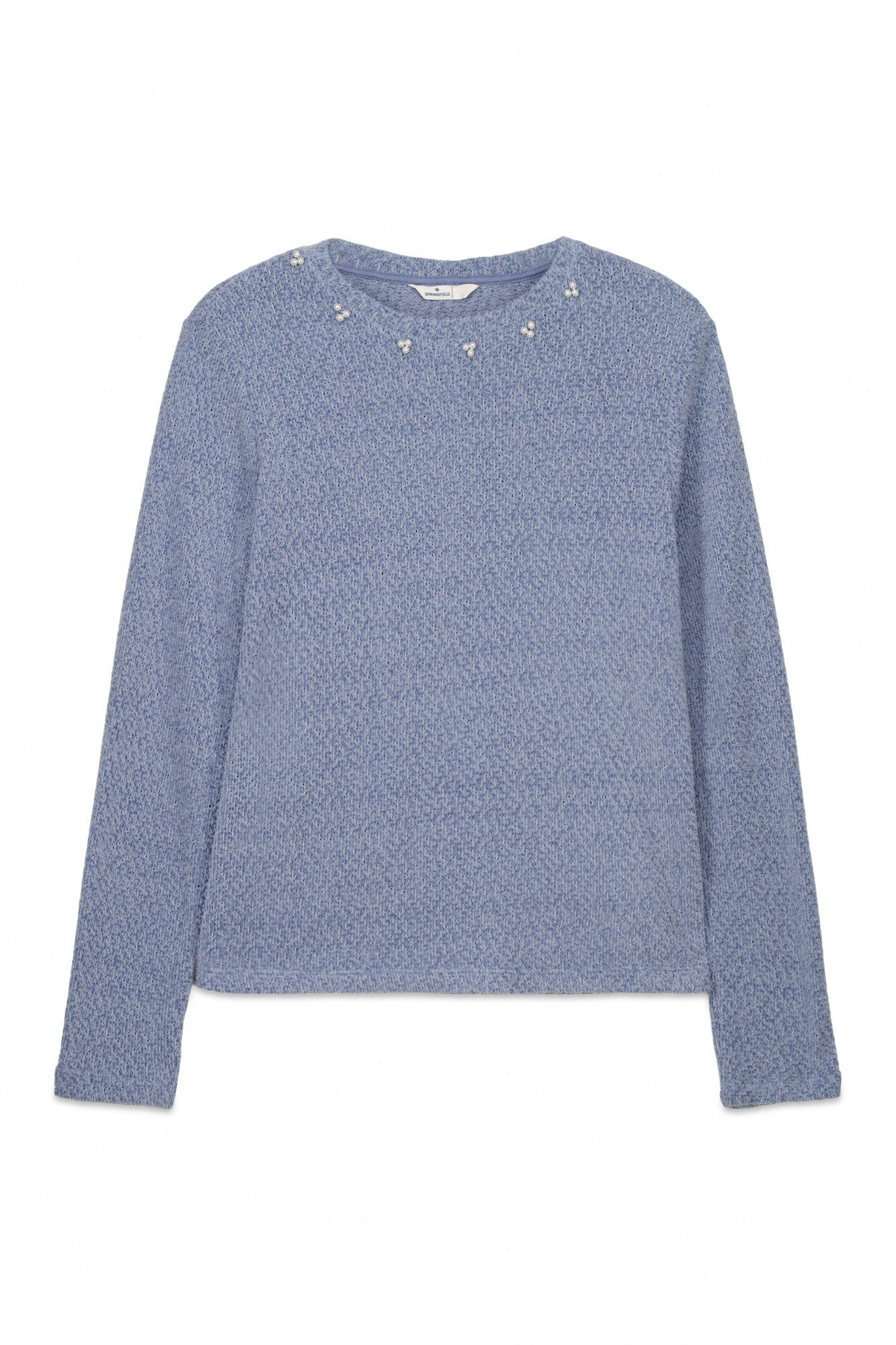 Springfield Playera chenilla cuello fantas&iacute;a azul indigo