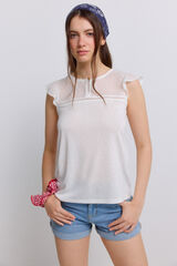 Springfield Playera bimateria plumet&iacute; beige