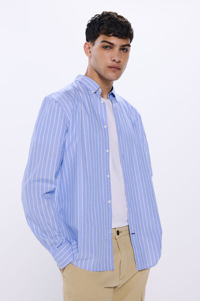 Springfield Camisa popelín rayas azul tinta