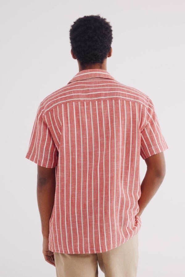 Springfield Camisa manga corta bowling rayas rústica rojo