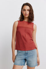 Springfield Playera de tirantes plumet&iacute; rojo
