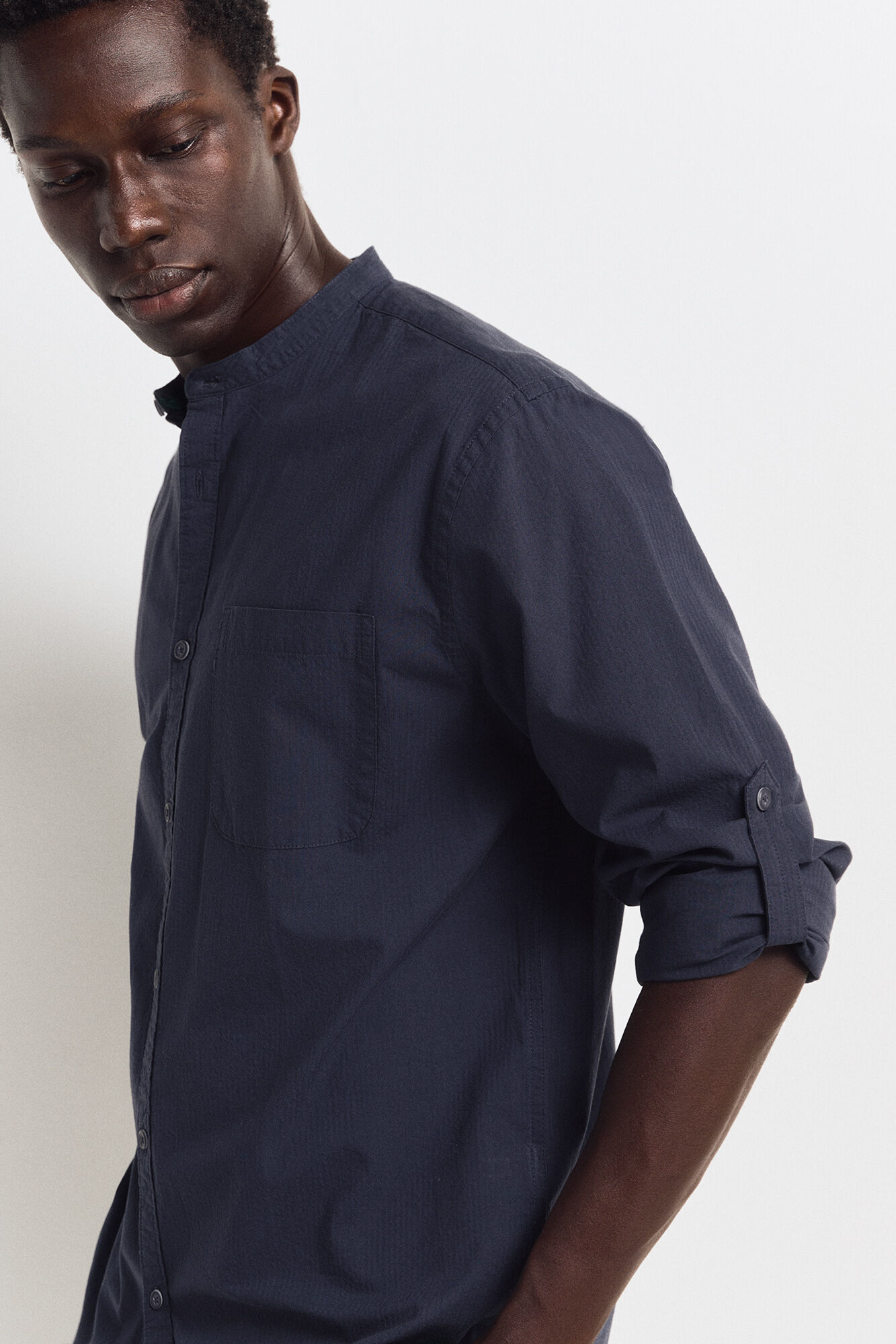 Springfield Camisa seersucker mao azul