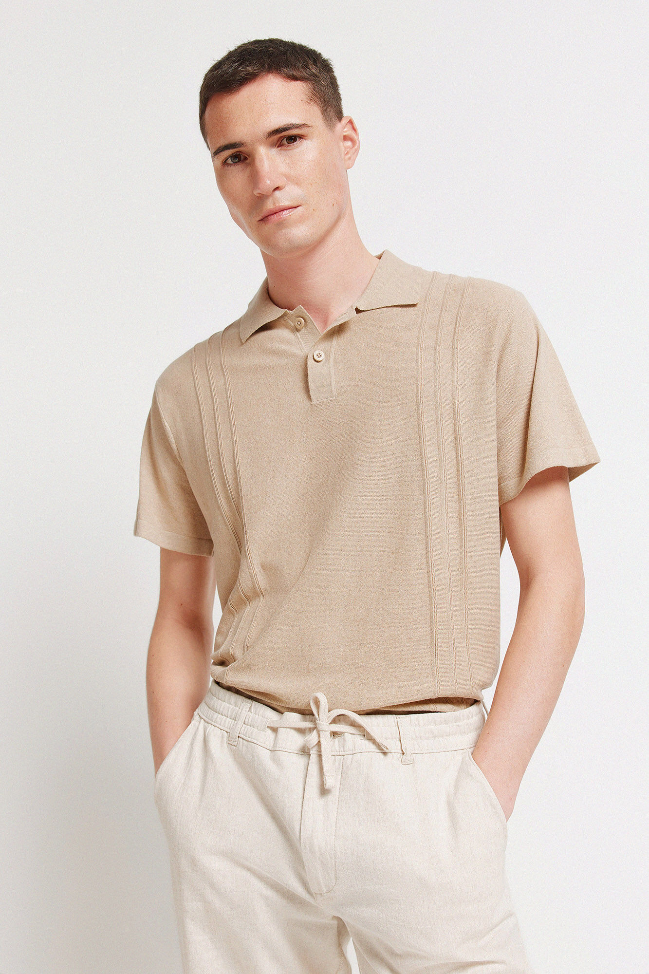 Springfield Pantal&oacute;n chino comfort fit de lino beige