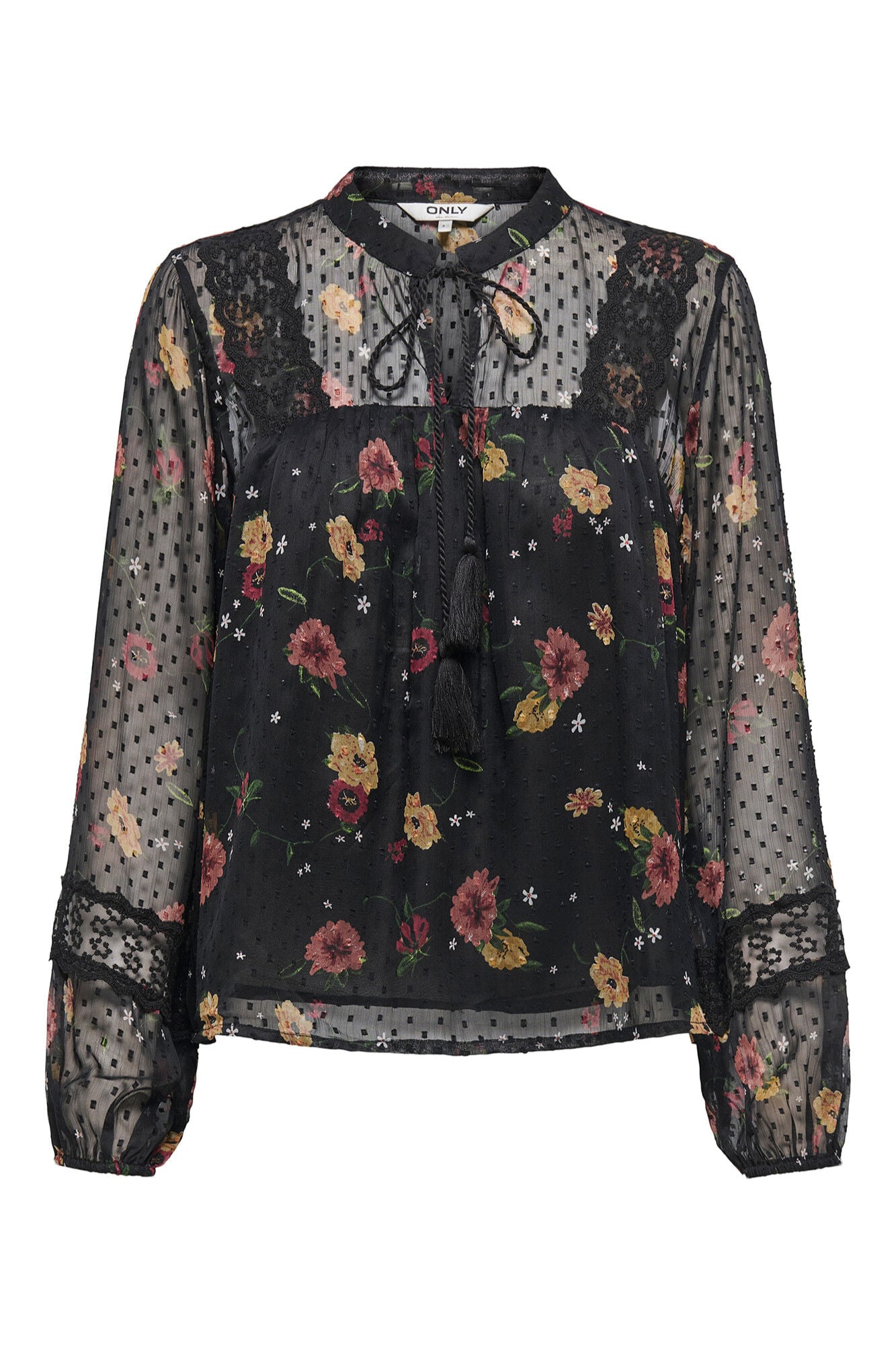 Only Blusa estampada semitransparente negro