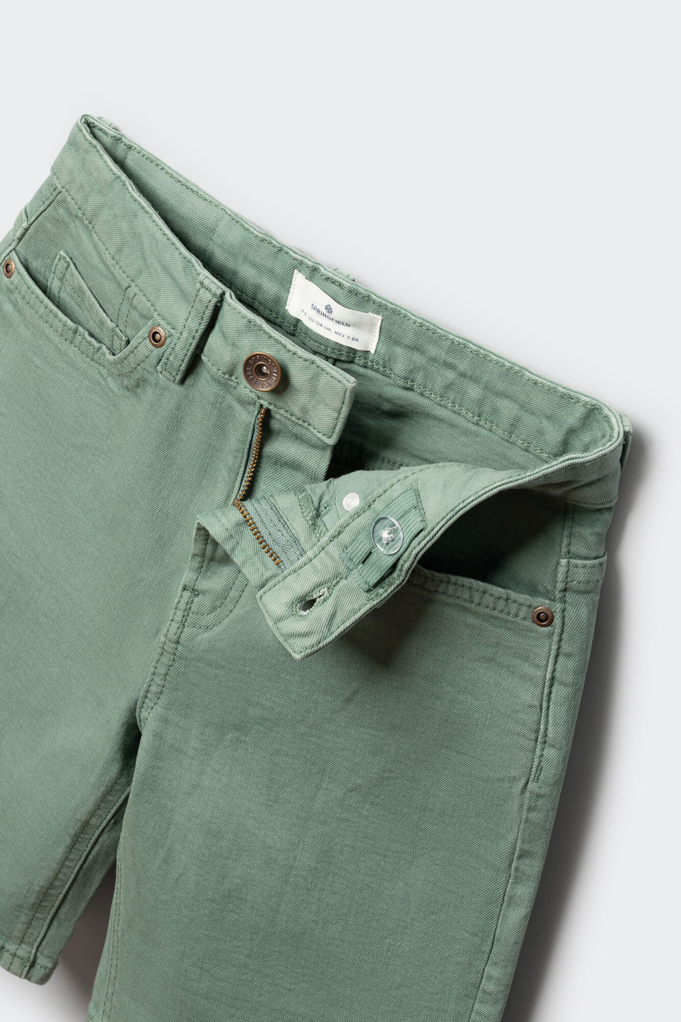 Springfield Kids Bermudas de 5 bolsillos lavada para ni&ntilde;o verde