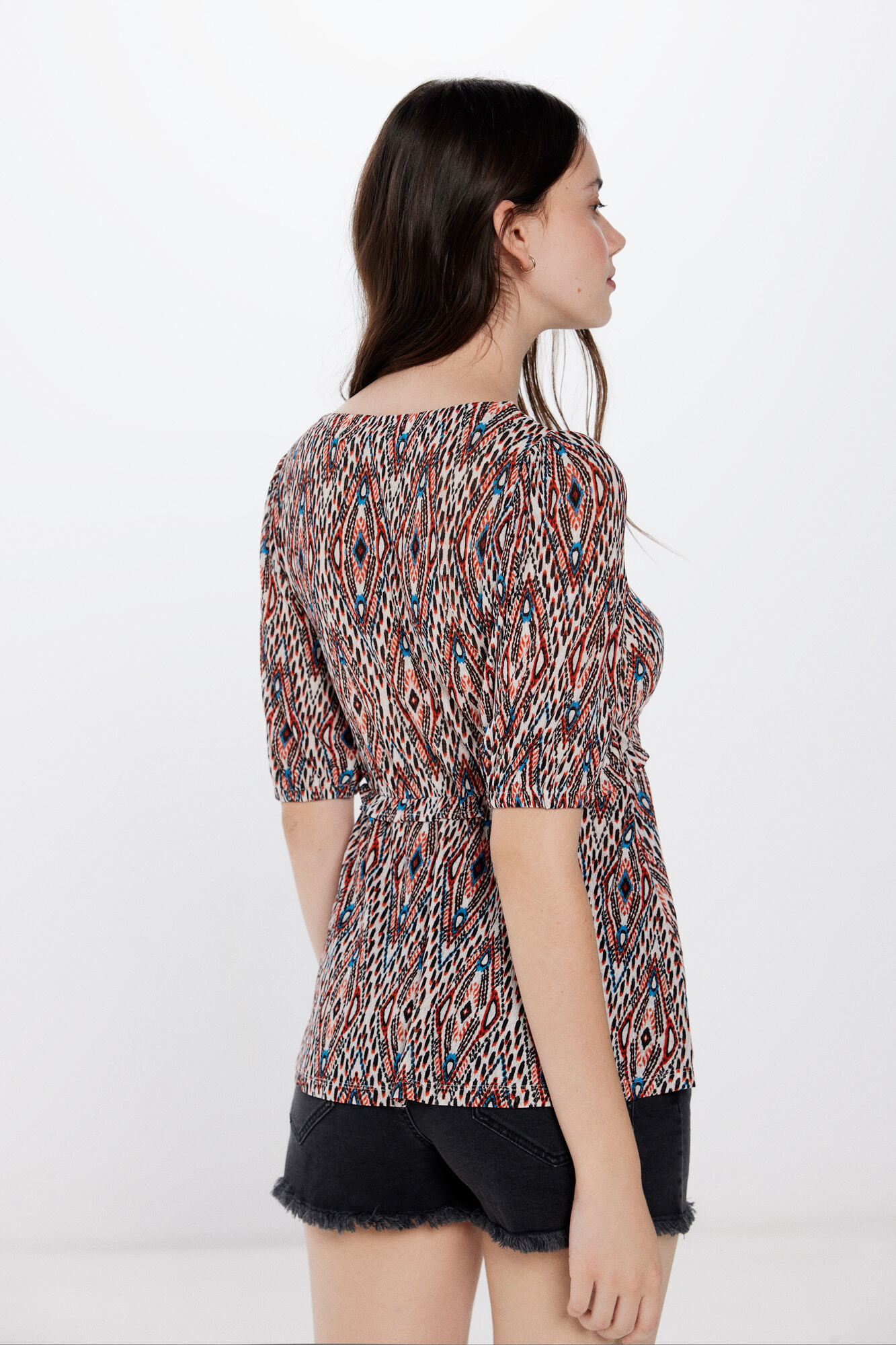 Springfield Playera fluida estampada caf&eacute;