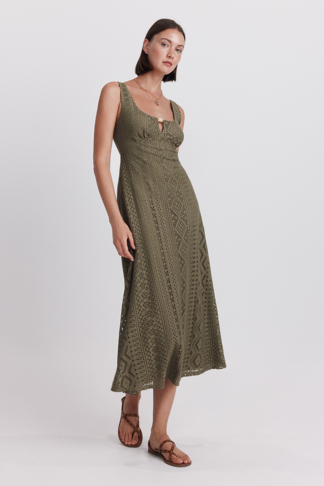 Springfield Vestido midi de tirantes de crochet