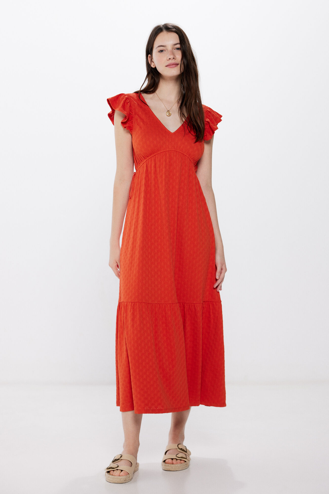 Springfield Vestido midi bordado suizo