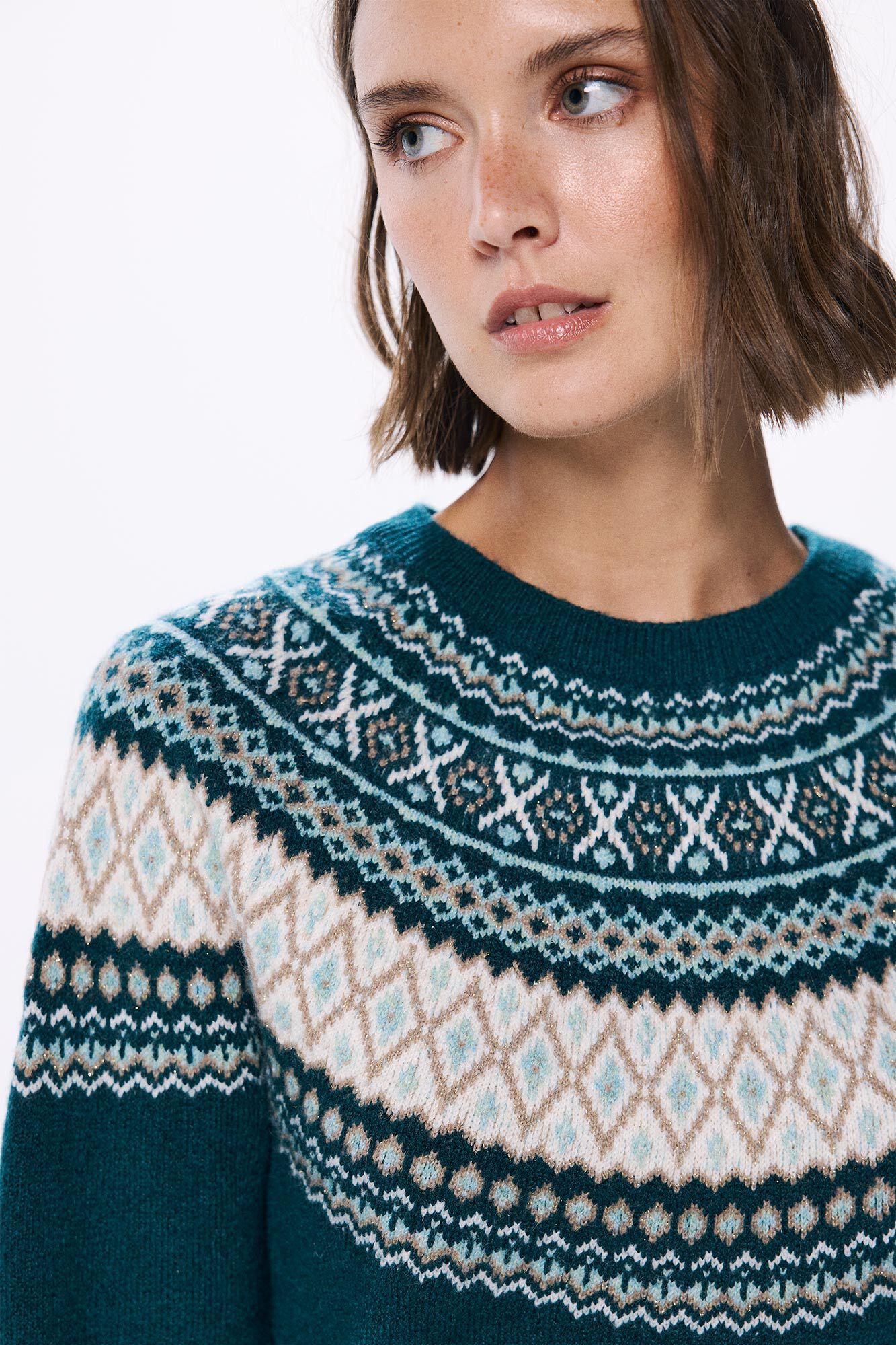 Sueter jacquard lurex Sueteres y cardigans de mujer Springfield MX