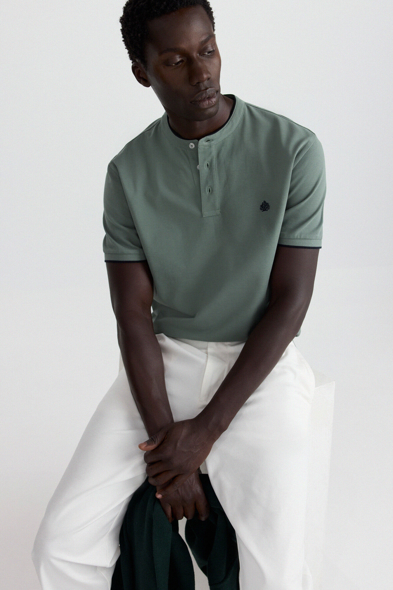 Springfield Polo de piqu&eacute; cuello mao slim fit verde