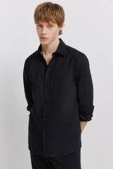Springfield Camisa de lino negro