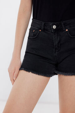 Springfield Shorts jeans comfort desflecados negro