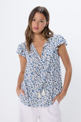 Springfield Blusa fluida estampada azul indigo