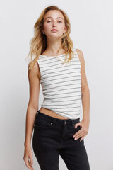 Springfield Top sin mangas cuello redondo de algod&oacute;n beige