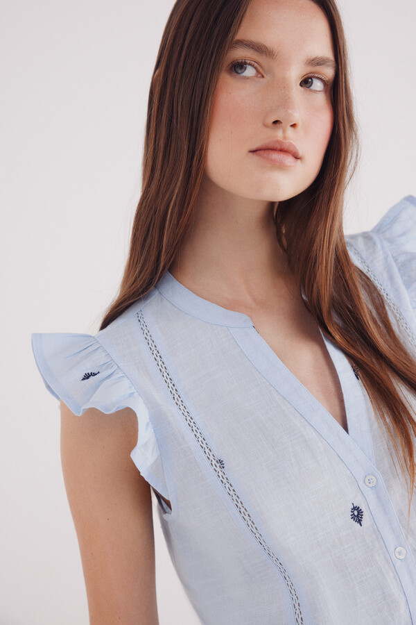 Springfield Blusa bordados geométricos azul