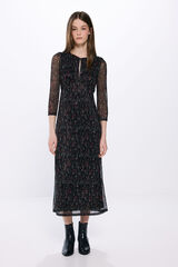 Springfield Vestido midi estampado lurex negro