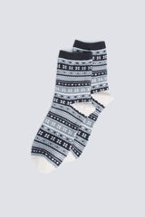 Springfield Calcet&iacute;n largo jacquard cenefas gris