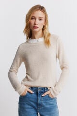 Springfield Playera chenilla cuello combinado caf&eacute;