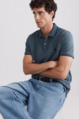 Springfield Polo de piqu&eacute; con contrastes slim fit azul