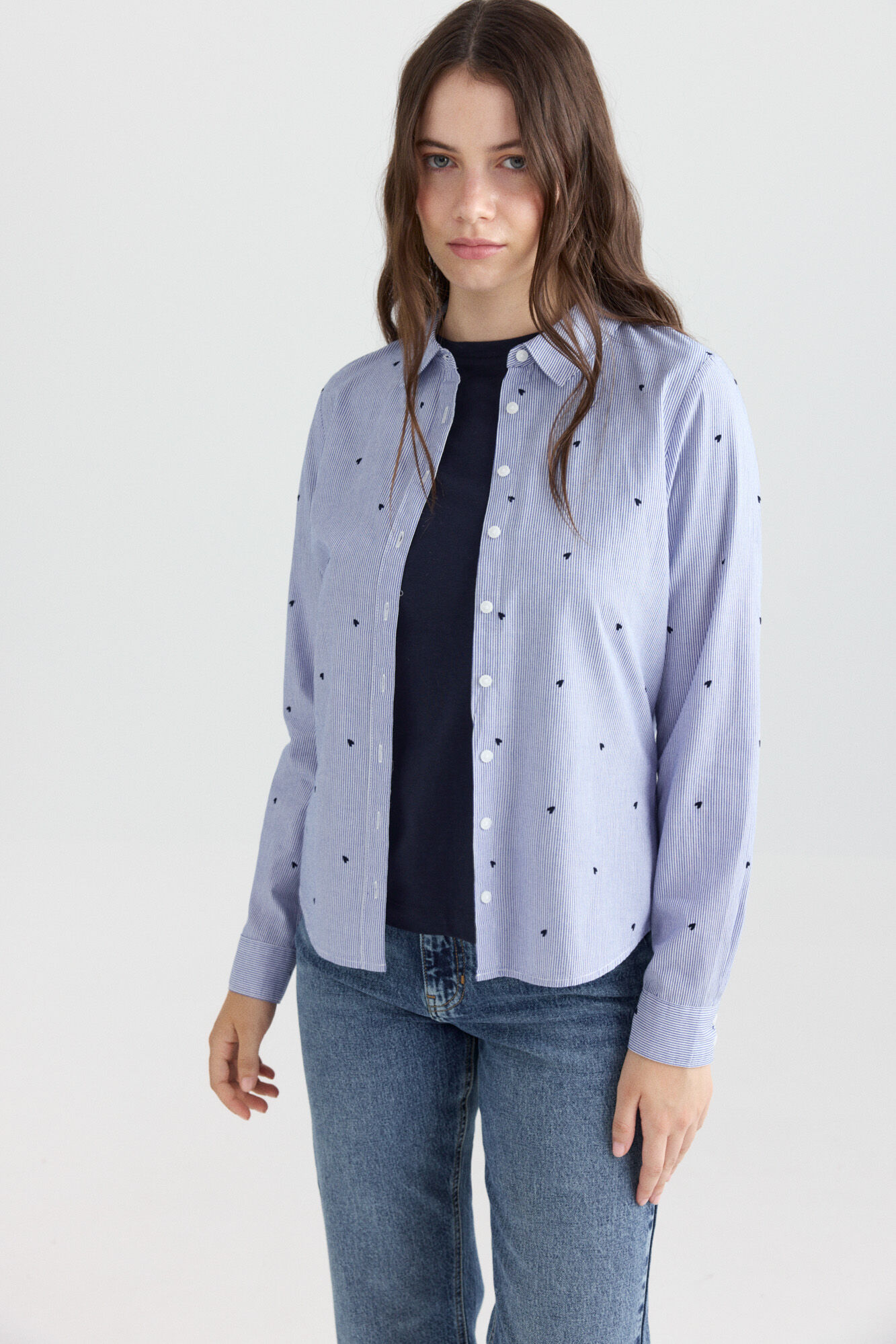 Springfield Camisa con bordado azul