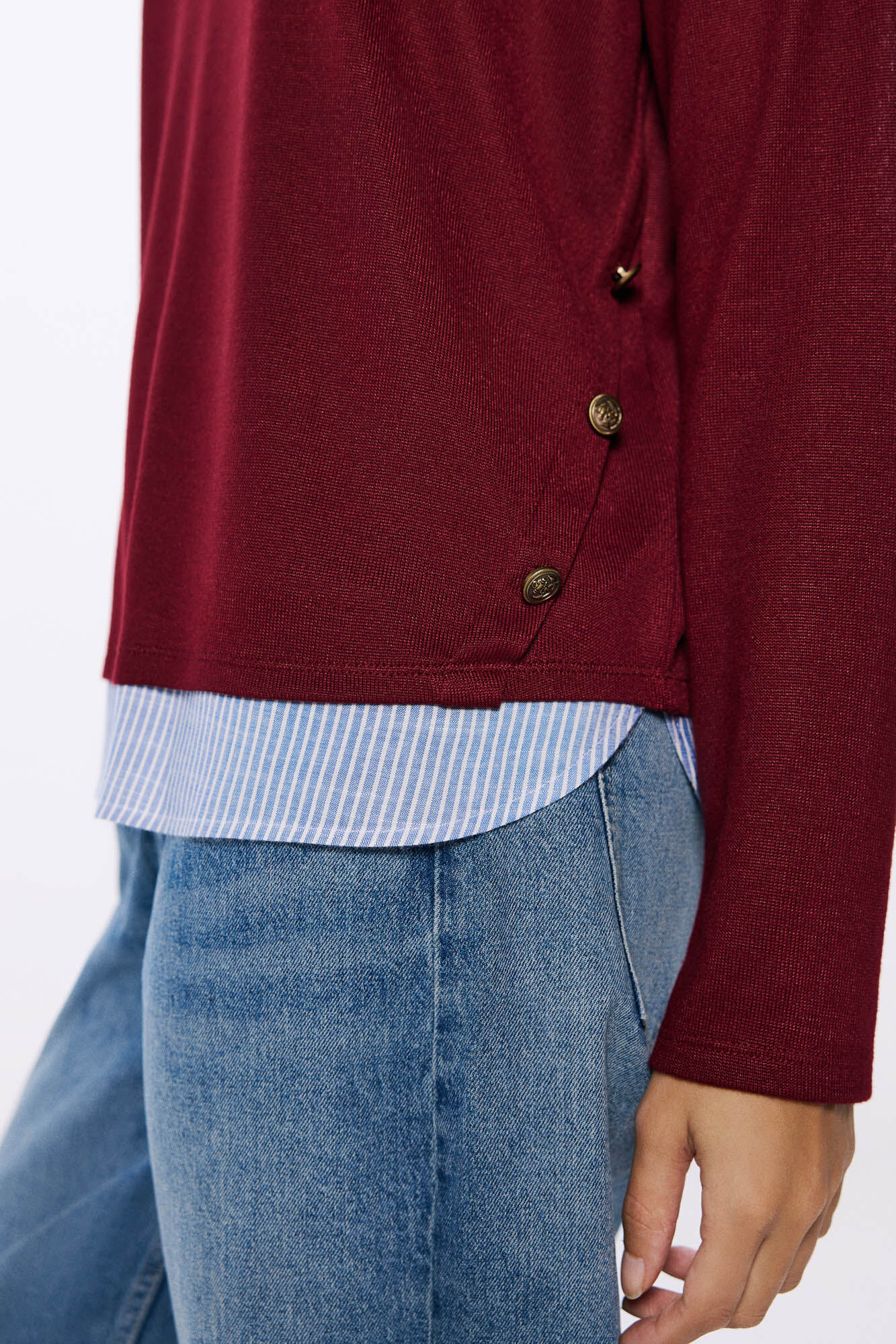 Springfield Playera combinada botones laterales p&uacute;rpura