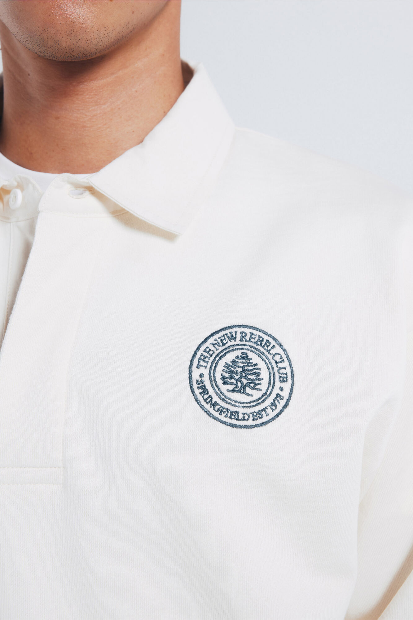 Springfield Sudadera con cuello de rugby blanco