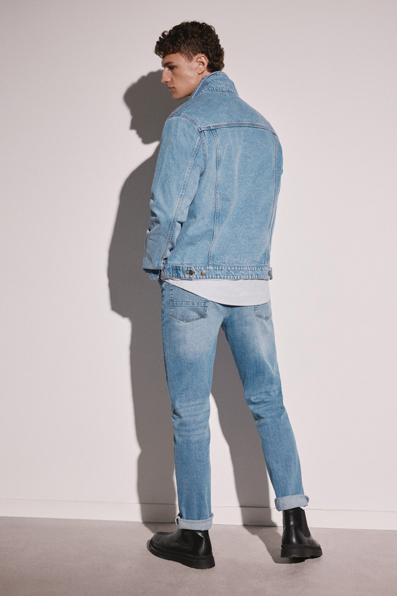 Springfield Jeans slim lavado medio ensuciado turquesa