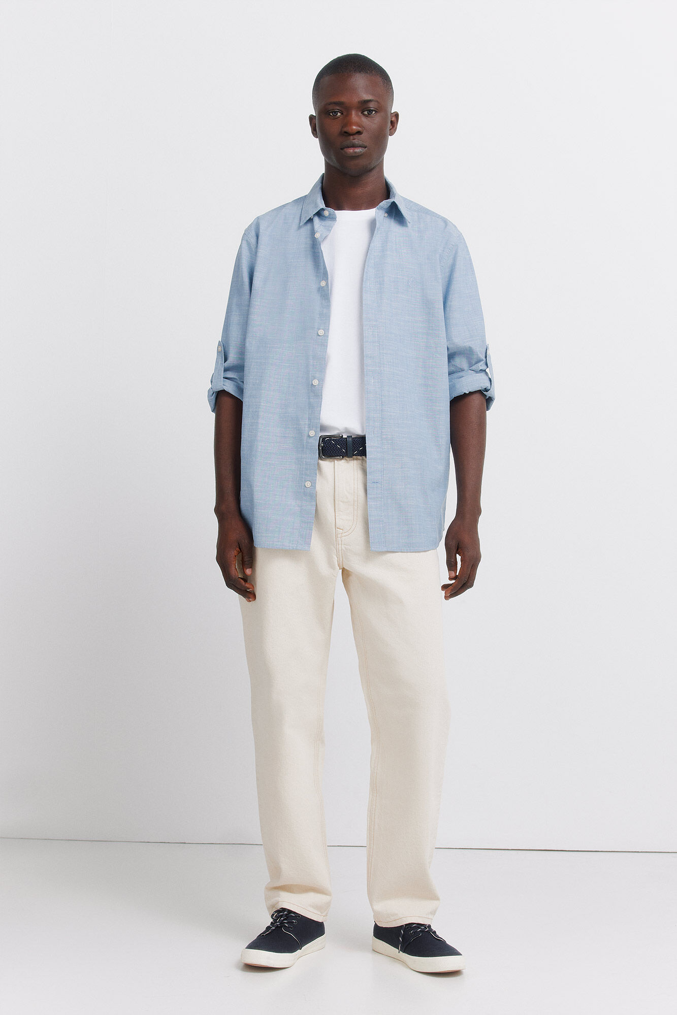 Springfield Camisa algod&oacute;n slub azul