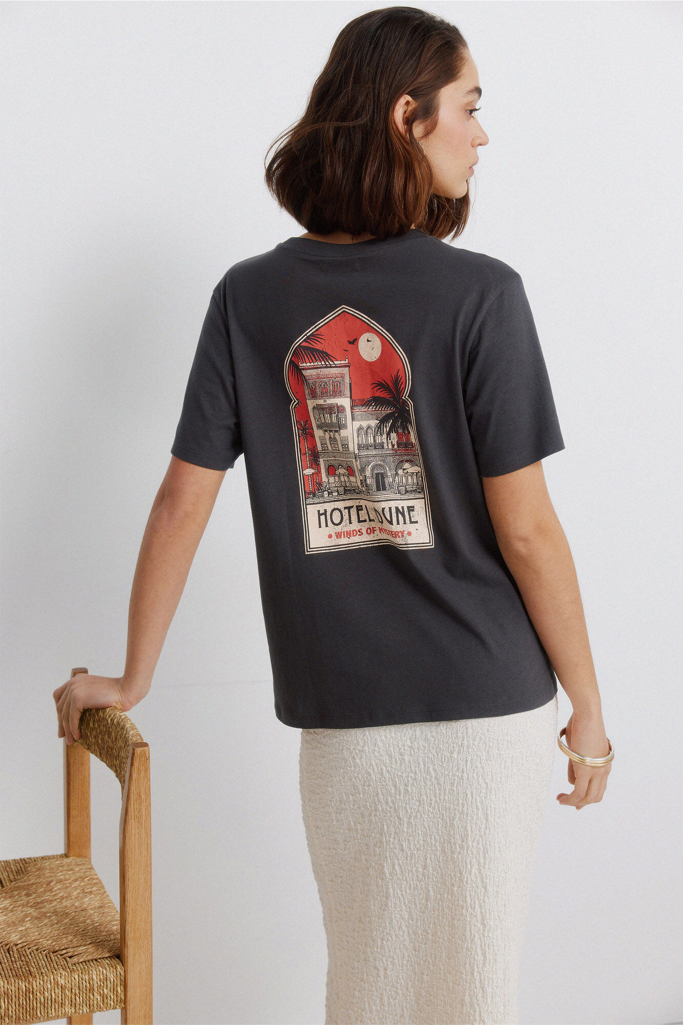 Springfield Playera manga corta estampado gris