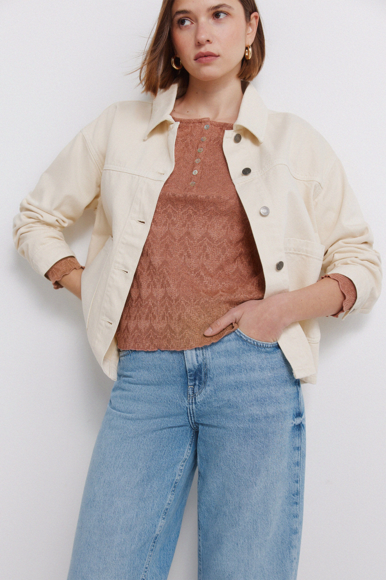 Springfield Playera con acabado de ondas rosa