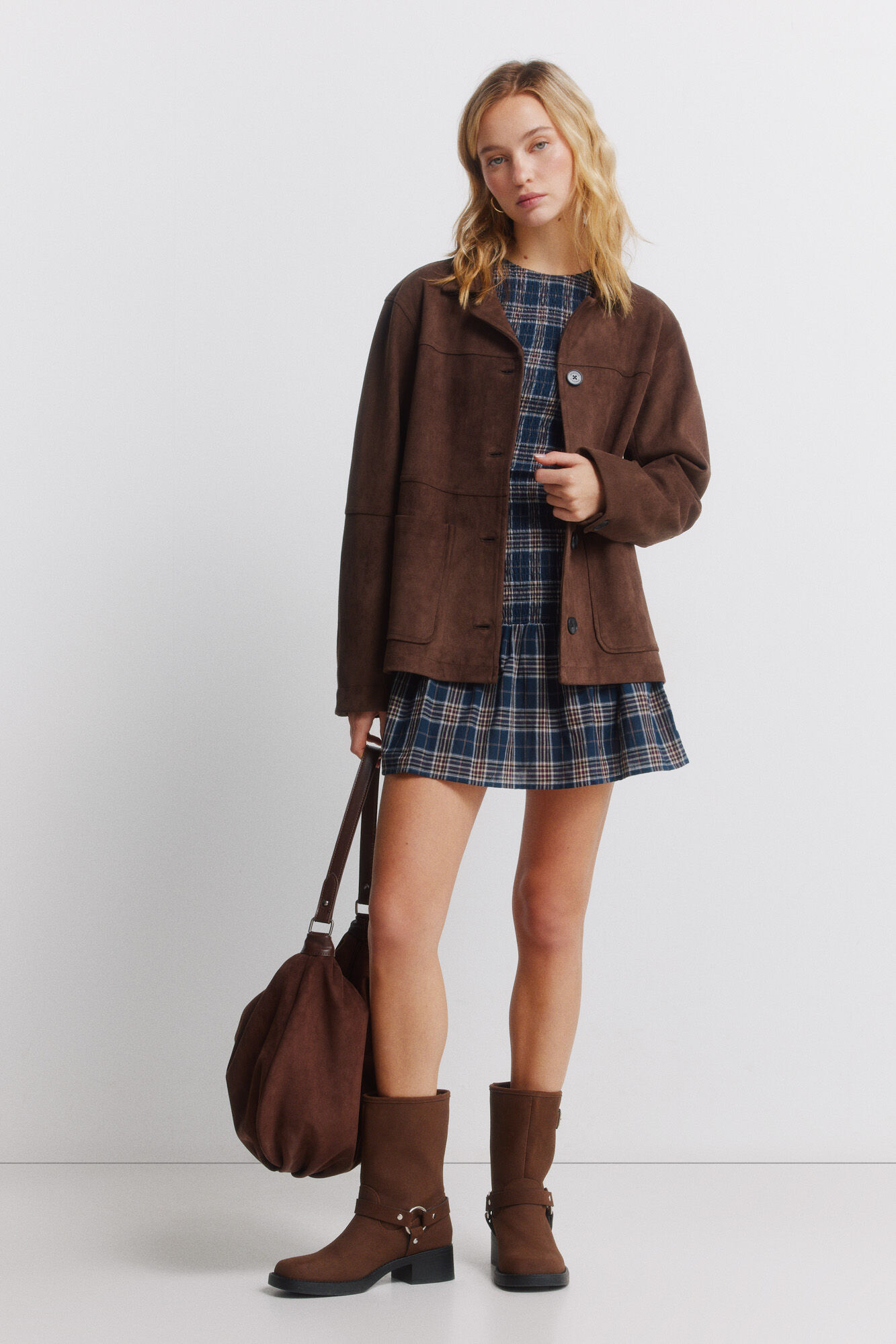 Springfield Chamarra de gamuza sint&eacute;tica con bolsillos nude