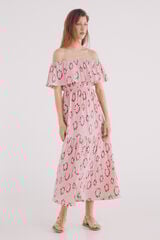 Springfield Vestido midi volante estampado morado/lila