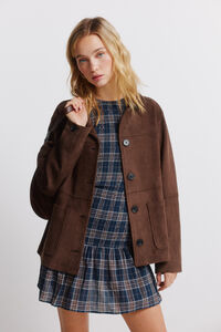 Springfield Chamarra de gamuza sint&eacute;tica con bolsillos