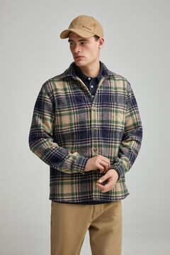 Springfield Sobrecamisa cuadros texto espalda beige