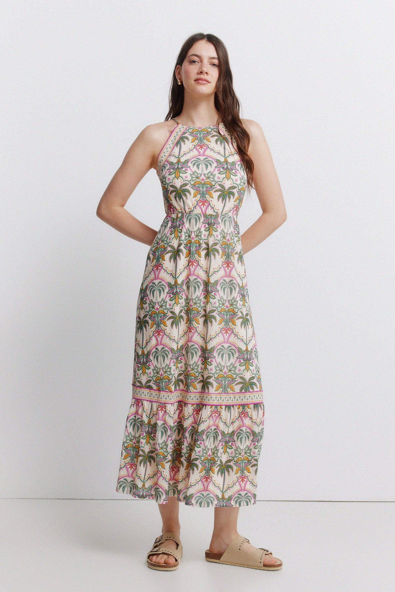 Springfield Vestido cuello halter estampado