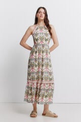 Springfield Vestido cuello halter estampado blanco