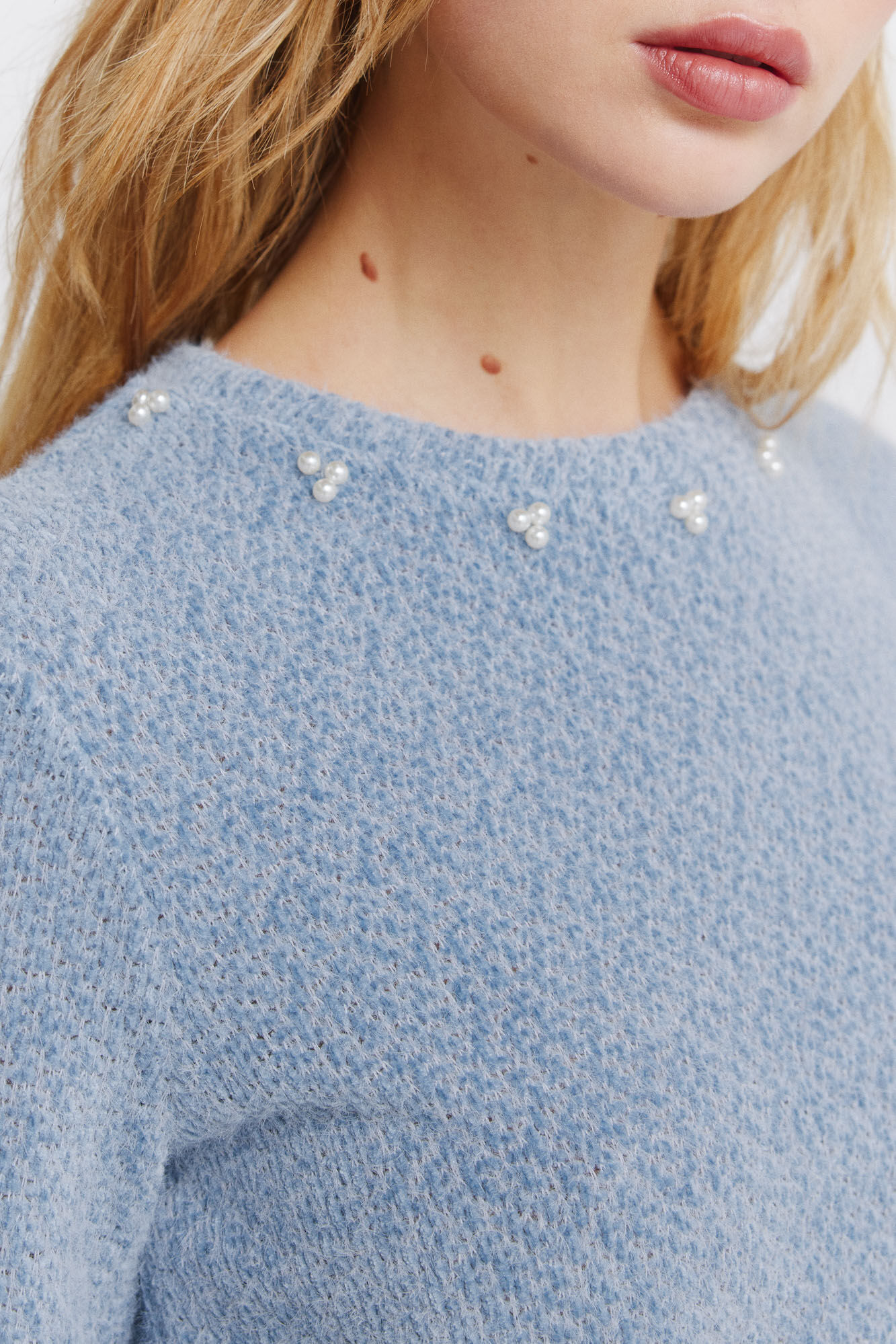 Springfield Playera chenilla cuello fantas&iacute;a azul indigo