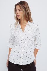 Springfield Camisa de pana con volantes en los hombros caf&eacute;