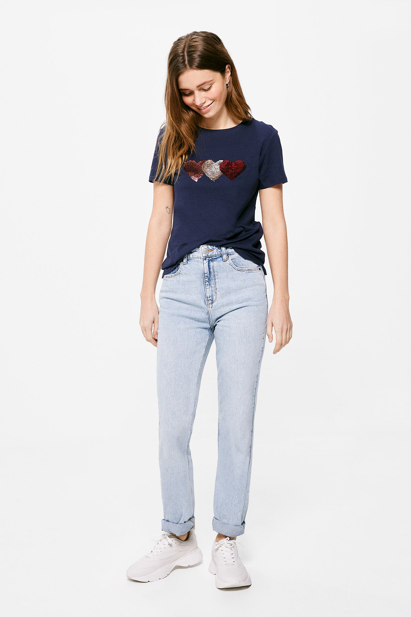 Springfield Playera Motivo Lentejuelas marino