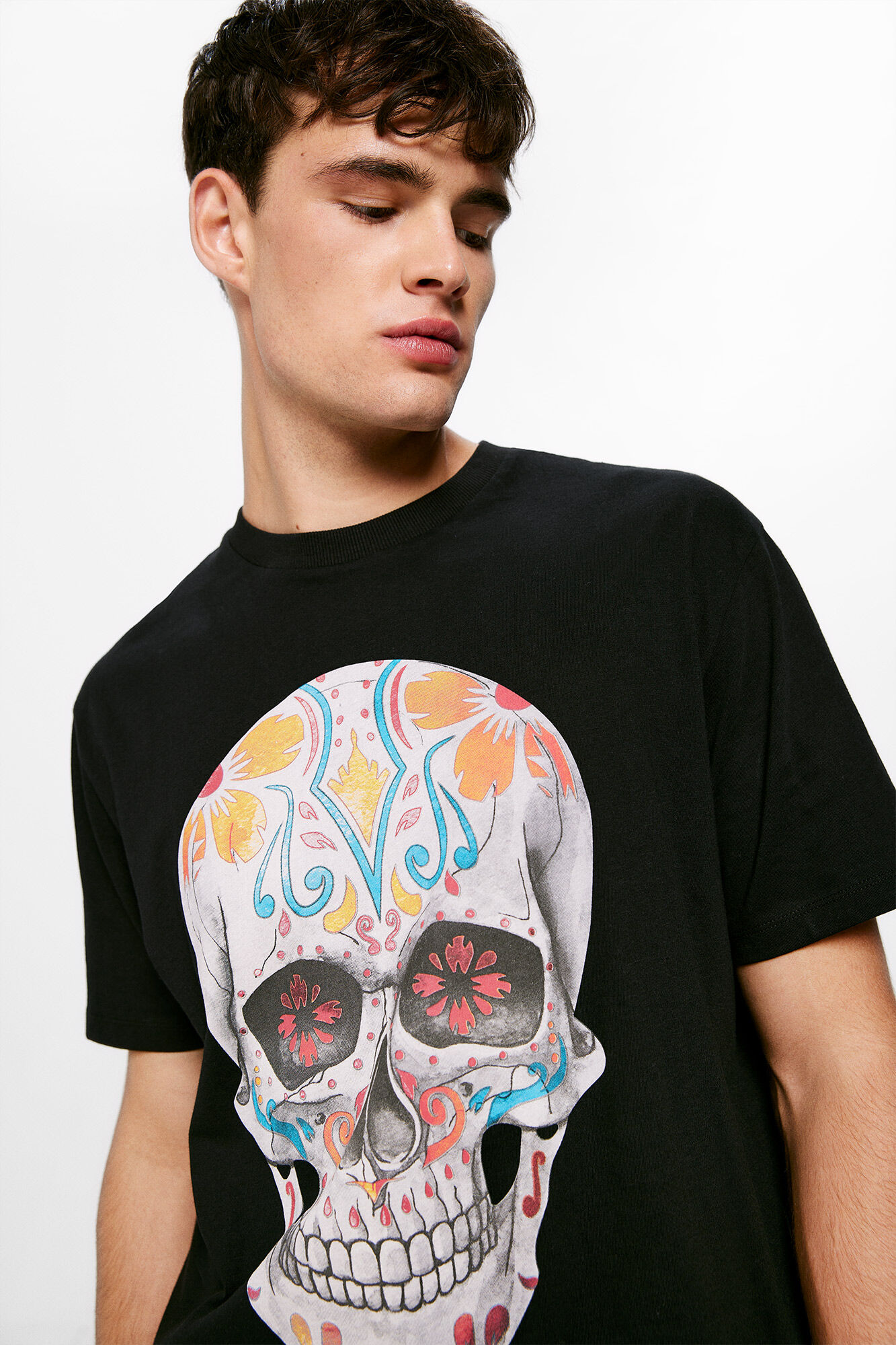 Springfield Playera d&iacute;a de muertos skull negro