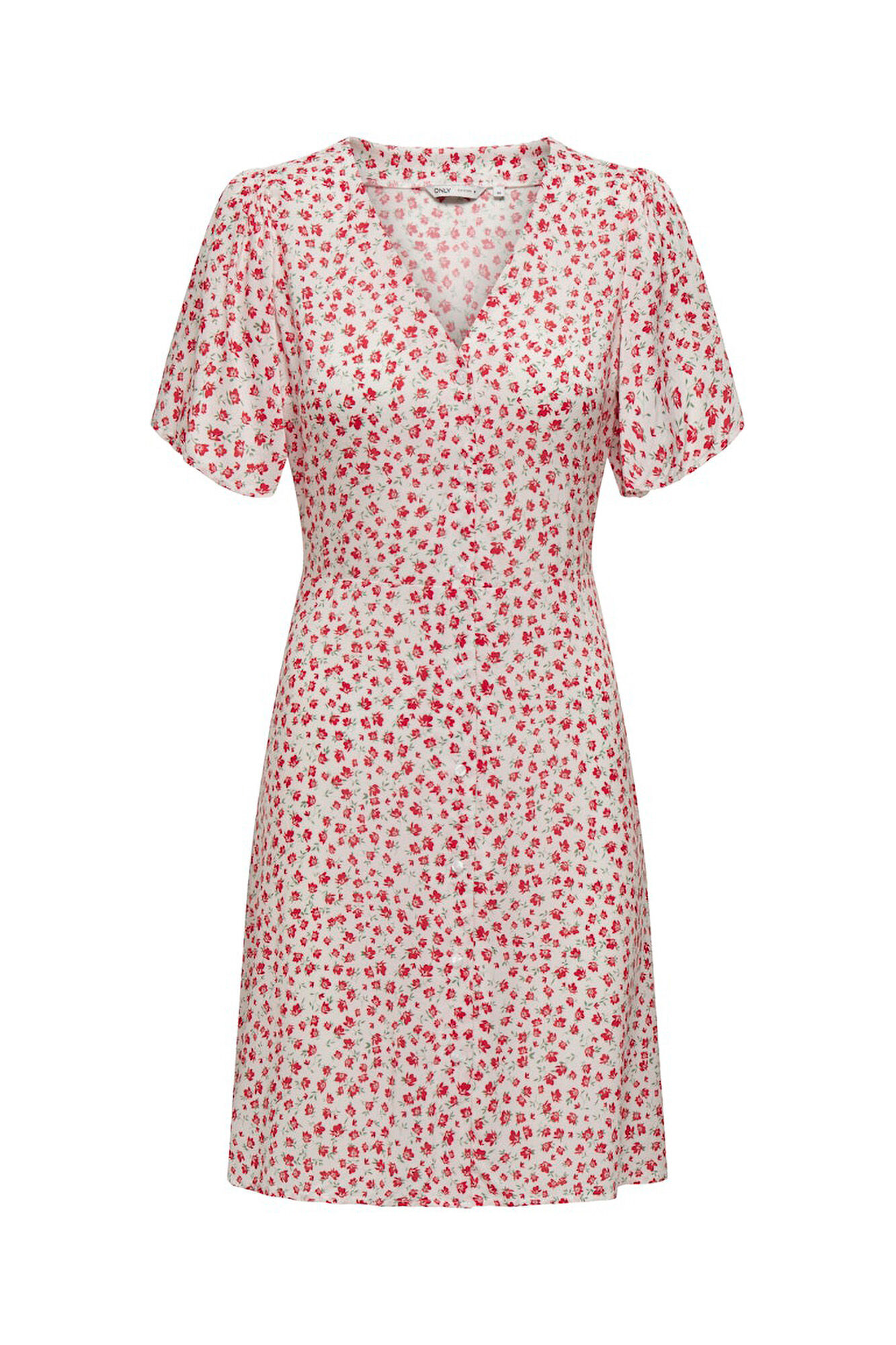 Only Vestido corto manga corta natural