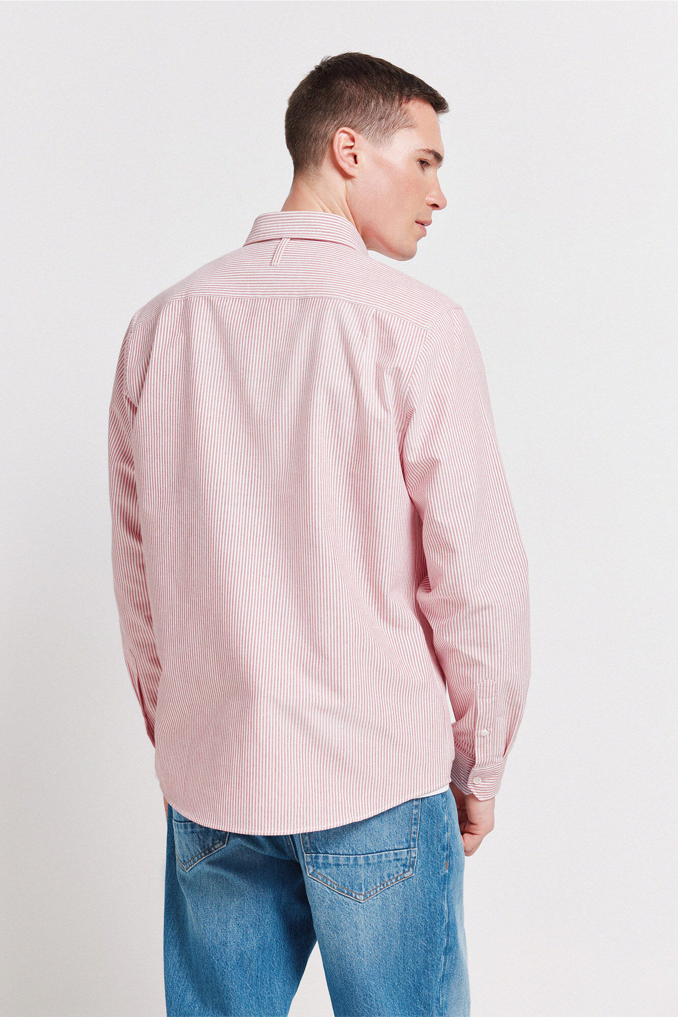 Springfield Camisa oxford a rayas sin arrugas rojo